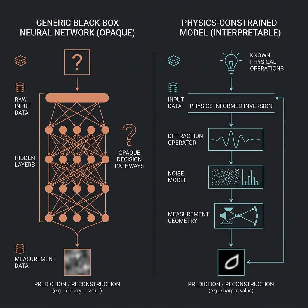 Physics-informed models provide built-in interpretability by encoding known physical operations directly into the architecture.